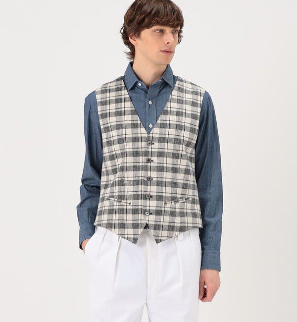 TOMORROWLAND BUYING WEAR「ERRICO FORMICOLA リネンコットン チェックベスト」|ベスト・ジレ|