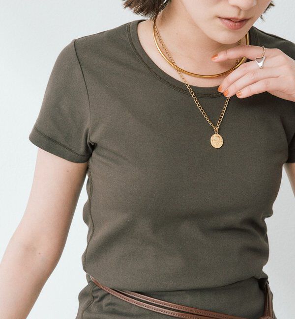  「【すっきり見え】コンパクトフライスTee」|Tシャツ・カットソー|ブラウン