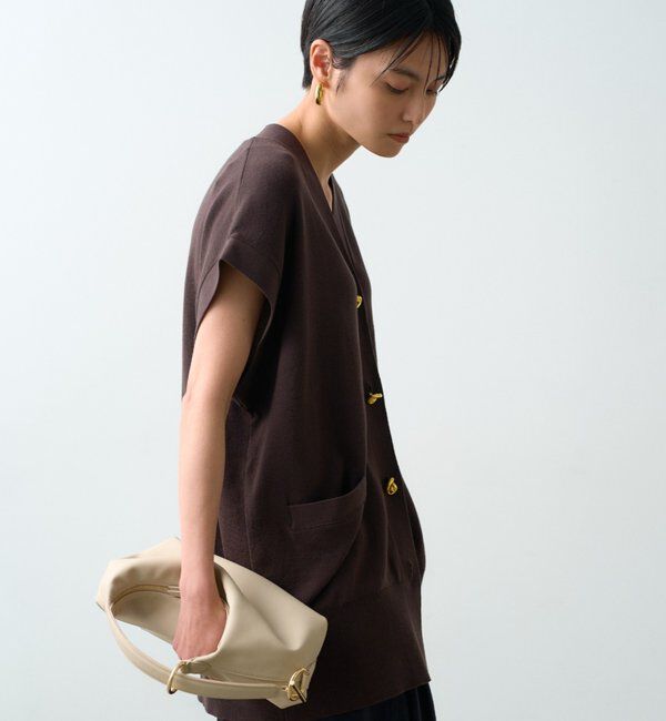  「ツイストボタンフレンチニットカーデ」|ニット・セーター|