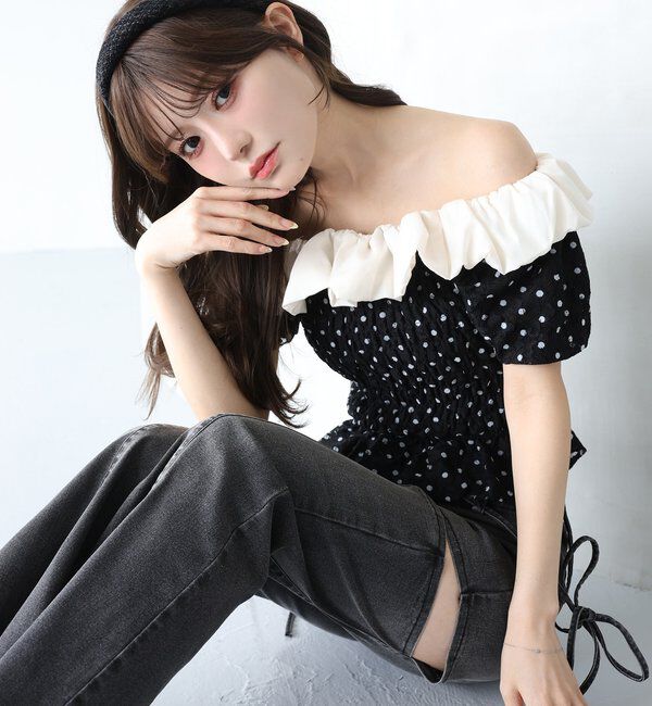  「【SMサイズ展開あり】サイドスリットリボン美脚デニムパンツ」|その他|