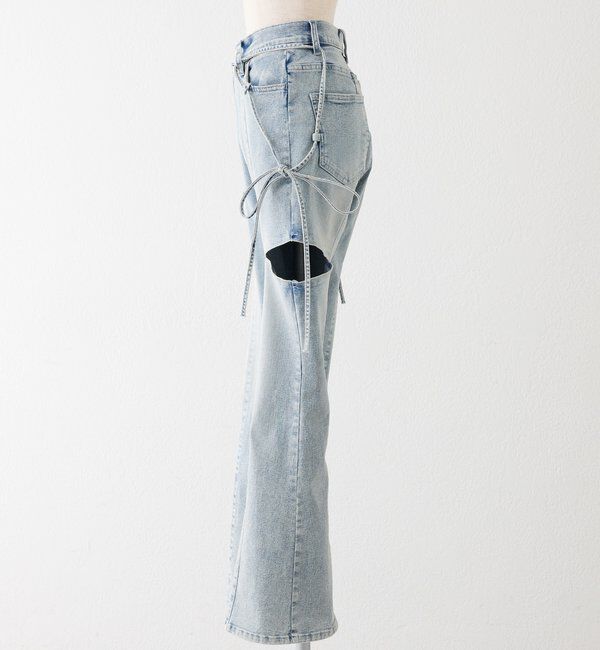  「【SMサイズ展開あり】サイドスリットリボン美脚デニムパンツ」|その他|