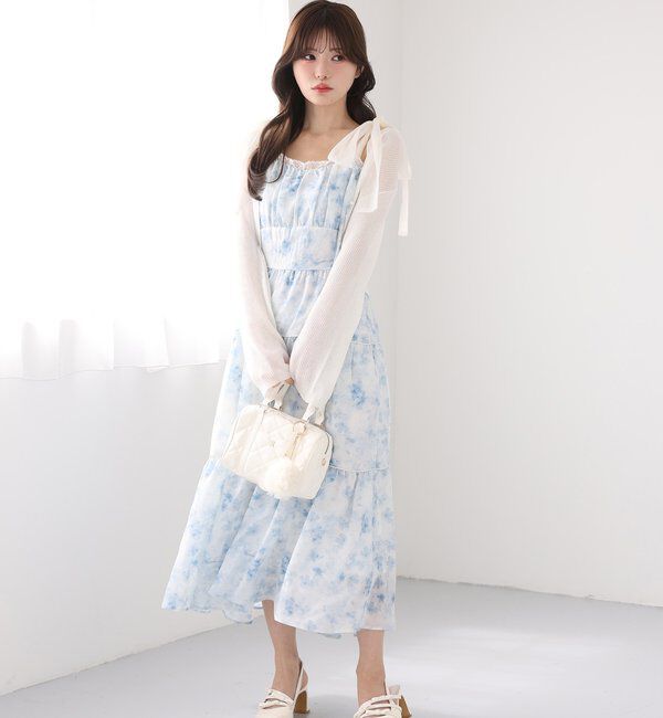  「【SMサイズ展開あり】サイドカットリボンロングキャミワンピ」|ワンピース|