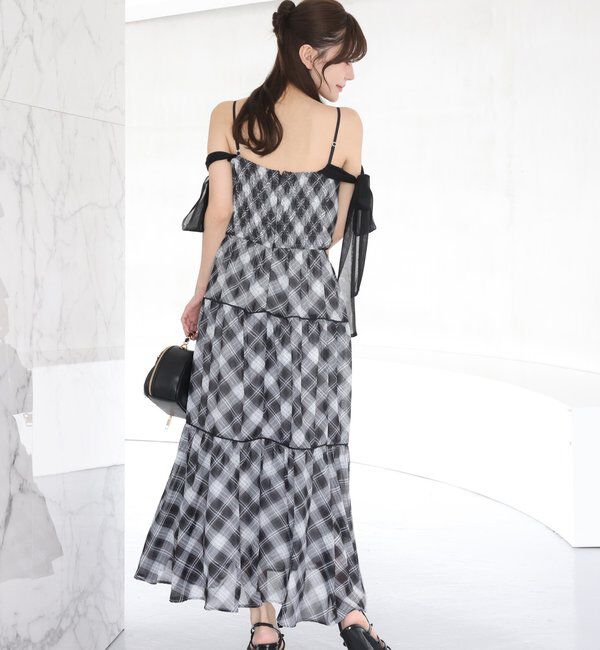  「【SMサイズ展開あり】サイドカットリボンロングキャミワンピ」|ワンピース|