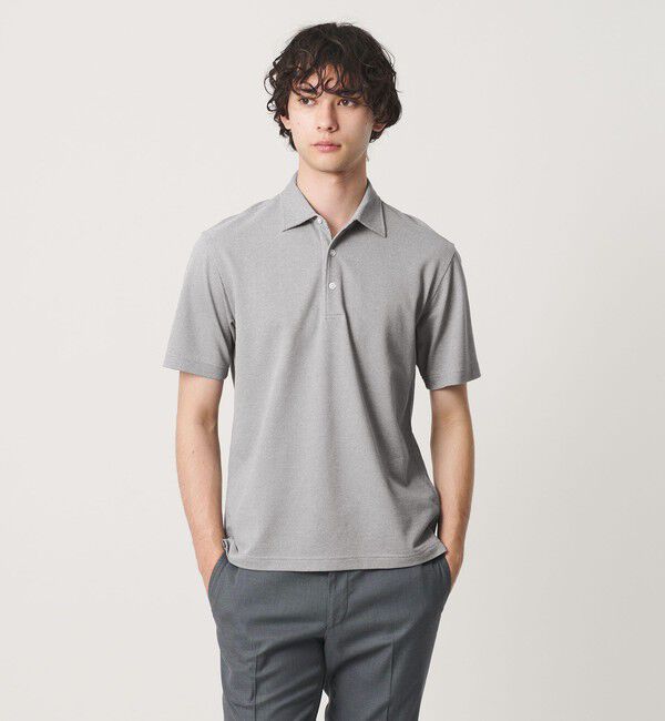 UNITED ARROWS「カノコ ワンピースカラー ポロシャツ COMFORT EASY-MODEL 抗菌防臭」|ポロシャツ|LT.GRAY