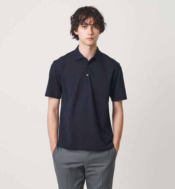 UNITED ARROWS「カノコ ワンピースカラー ポロシャツ COMFORT EASY-MODEL 抗菌防臭」|ポロシャツ|NAVY
