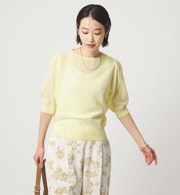 UNITED ARROWS green label relaxing「ハニカム タック スリーブ プルオーバー ニット」|ニット・セーター|YELLOW