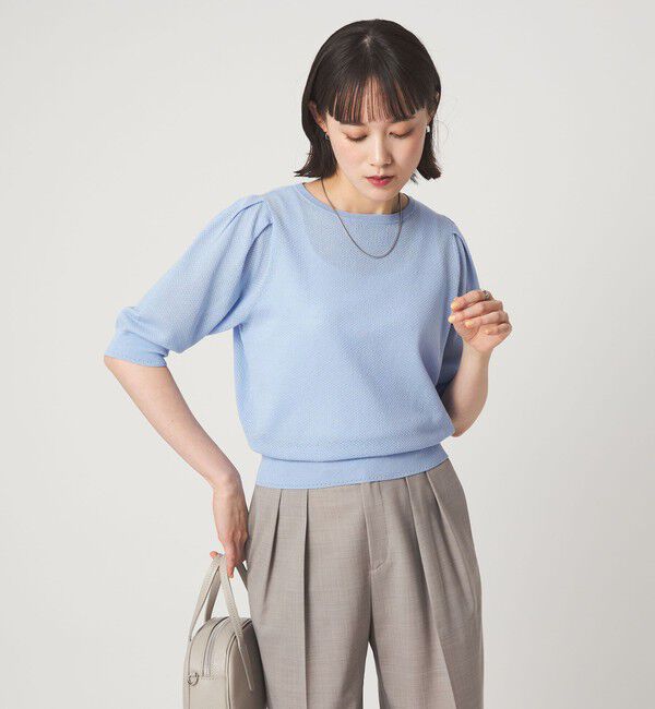 UNITED ARROWS green label relaxing「ハニカム タック スリーブ プルオーバー ニット」|ニット・セーター|LT.BLUE