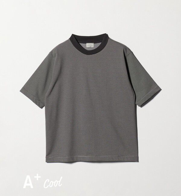 UNITED ARROWS green label relaxing「A+ COOL ミジンボーダー ビズ クルーネック カットソー Tシャツ -接触冷感・吸水速乾-」|Tシャツ・カットソー|DK.GRAY
