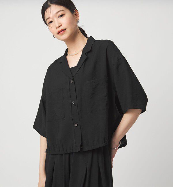 UNITED ARROWS green label relaxing「【WEB限定】＜at ease＞ポケット オープンカラー シャツ」|シャツ・ブラウス|BLACK