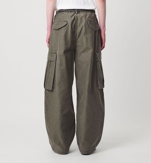 MONKEY TIME「ピグメント バックサテン カーブ カーゴ パンツ」|チノ|