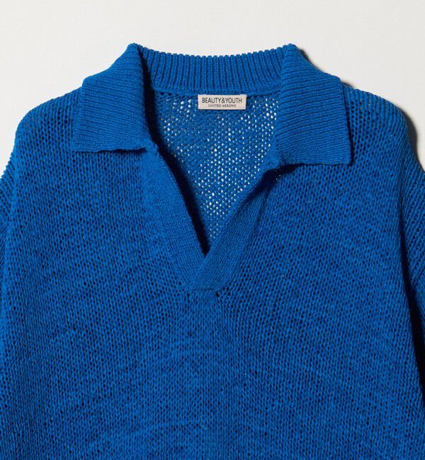 BEAUTY&YOUTH UNITED ARROWS「テープヤーン スキッパー ショートスリーブ ニット ウォッシャブル」|ニット・セーター|