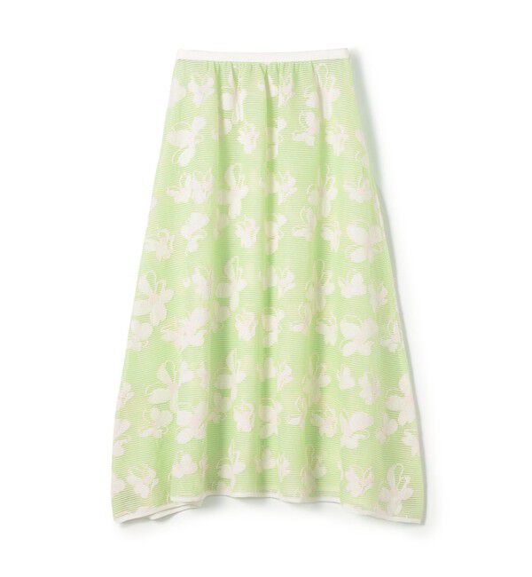 Ballsey「シースルーフラワー ギャザースカート」|フレア|52 グリーン系