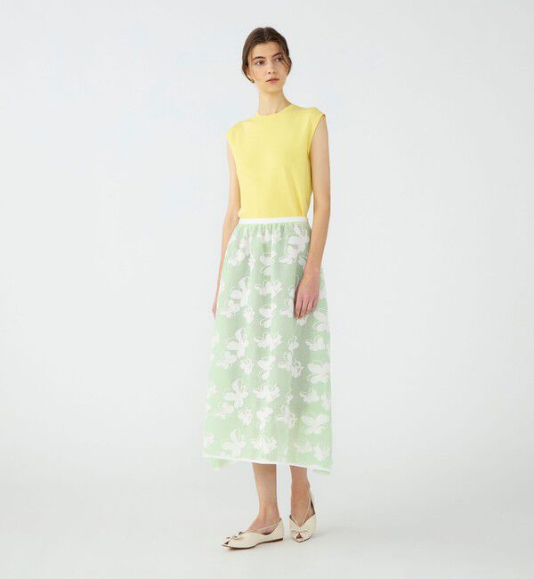 Ballsey「シースルーフラワー ギャザースカート」|フレア|