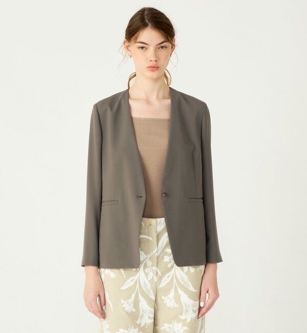 Ballsey「【WEB先行予約】サブレジョーゼット Vカラー1Bジャケット」|ノーカラージャケット|