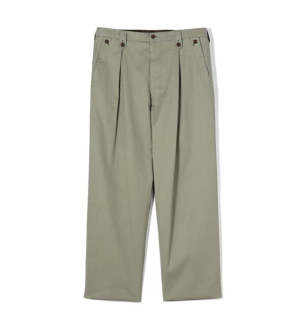 TOMORROWLAND MENS「60/2コットンギャバジン 1タックペグトップパンツ」|チノ|53 グリーン