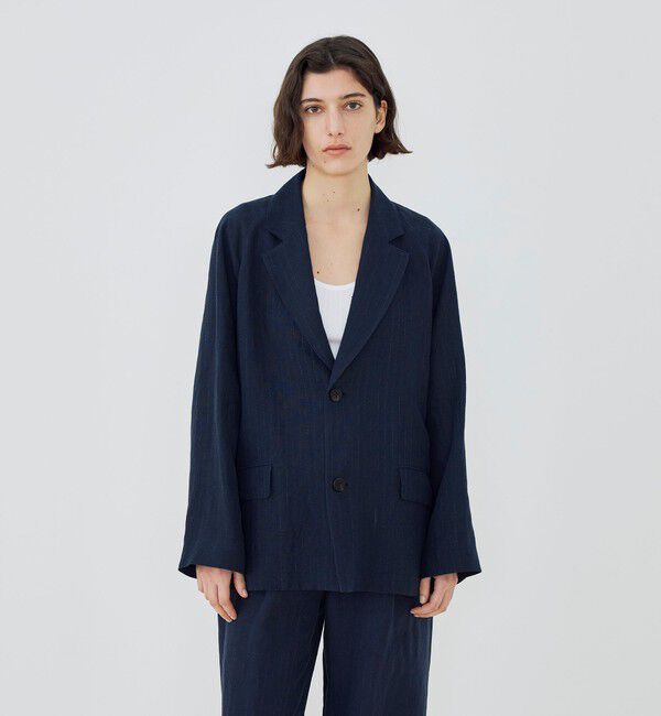 GALERIE VIE「マリンカナパストライプ ラグランスリーブジャケット」|テーラードジャケット|