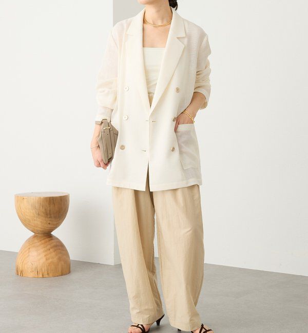  「予約【日除け・冷房避けに】リネンライクメッシュジャケット」|テーラードジャケット|
