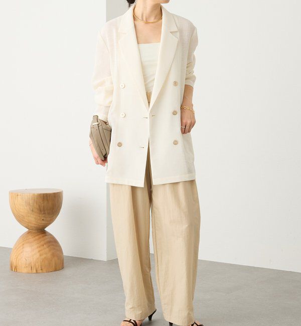  「予約【日除け・冷房避けに】リネンライクメッシュジャケット」|テーラードジャケット|