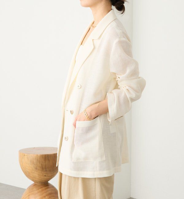  「予約【日除け・冷房避けに】リネンライクメッシュジャケット」|テーラードジャケット|