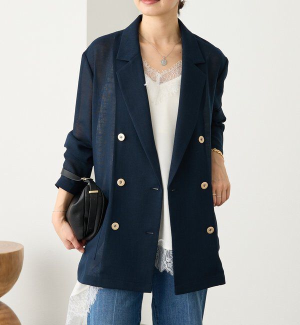  「予約【日除け・冷房避けに】リネンライクメッシュジャケット」|テーラードジャケット|