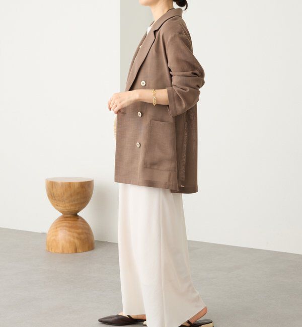  「予約【日除け・冷房避けに】リネンライクメッシュジャケット」|テーラードジャケット|