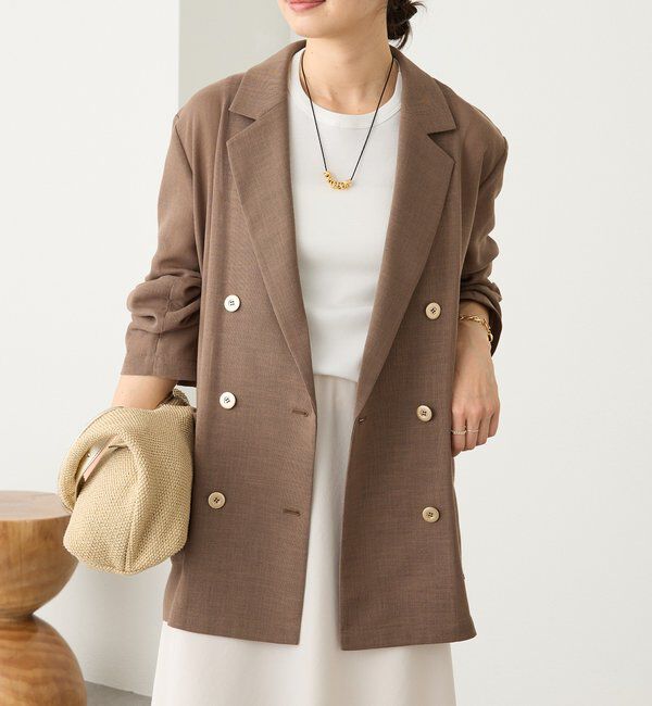  「予約【日除け・冷房避けに】リネンライクメッシュジャケット」|テーラードジャケット|