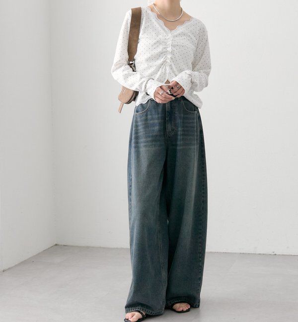  「ギャザーレースリブカーディガン」|Tシャツ・カットソー|