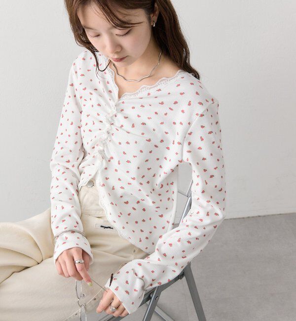  「ギャザーレースリブカーディガン」|Tシャツ・カットソー|