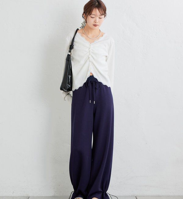  「ギャザーレースリブカーディガン」|Tシャツ・カットソー|