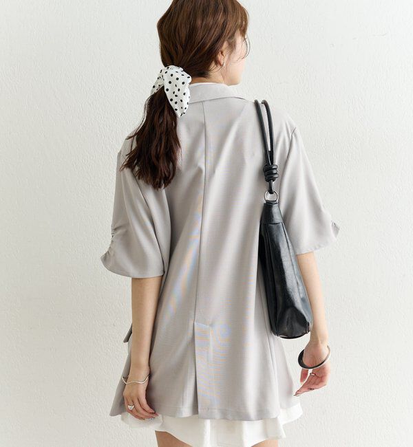  「袖口ギャザー半袖ジャケット」|テーラードジャケット|