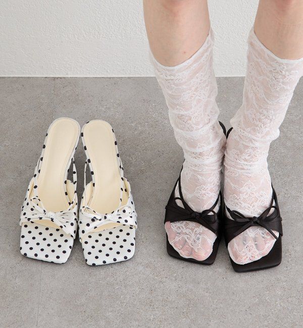  「スクエアトゥリボンパンプス」|その他|ブラック