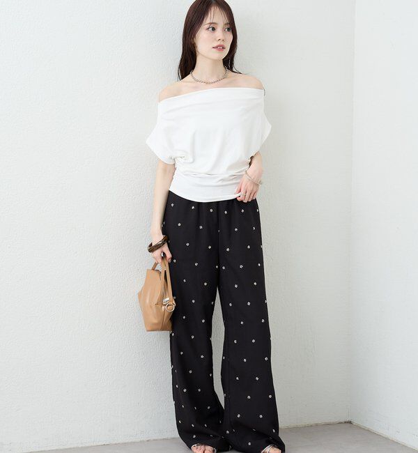  「サイドギャザーオフショルTシャツ」|Tシャツ・カットソー|