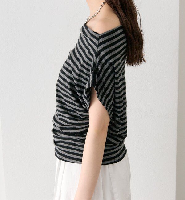  「サイドギャザーオフショルTシャツ」|Tシャツ・カットソー|
