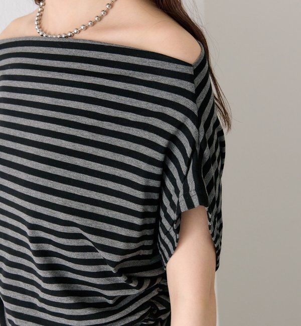  「サイドギャザーオフショルTシャツ」|Tシャツ・カットソー|