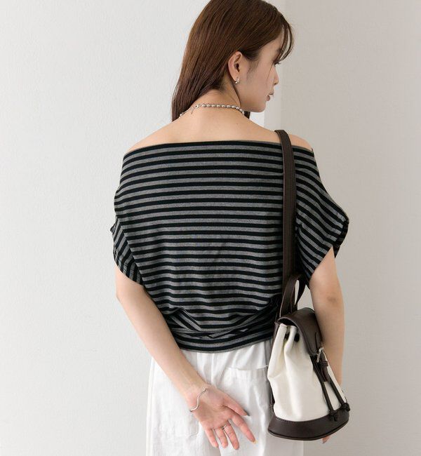  「サイドギャザーオフショルTシャツ」|Tシャツ・カットソー|