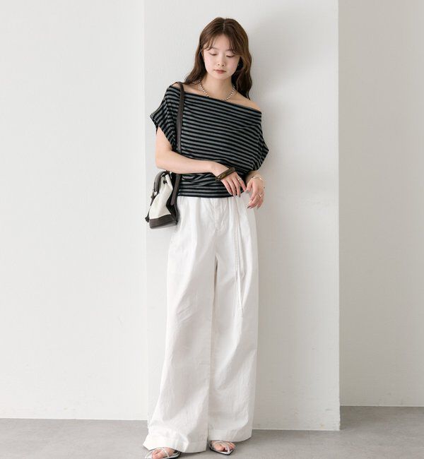  「サイドギャザーオフショルTシャツ」|Tシャツ・カットソー|