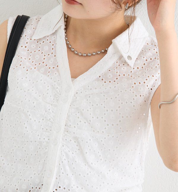  「襟付きサイドギャザーシェイプシャツ」|シャツ・ブラウス|