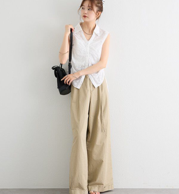  「襟付きサイドギャザーシェイプシャツ」|シャツ・ブラウス|