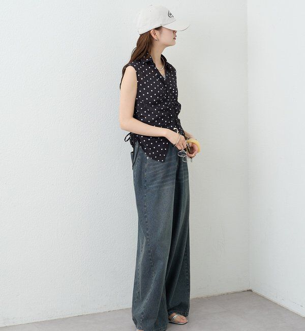  「襟付きサイドギャザーシェイプシャツ」|シャツ・ブラウス|