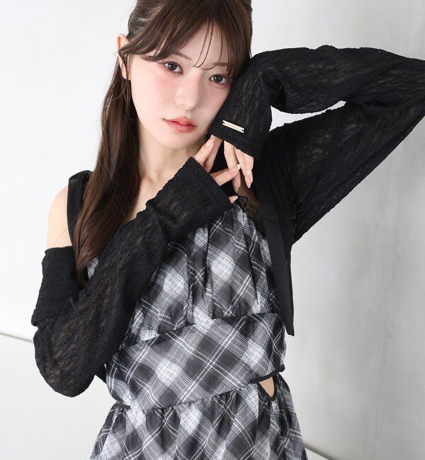  「ロゴプレート付きフーディーボレロ」|プルオーバー|ブラック