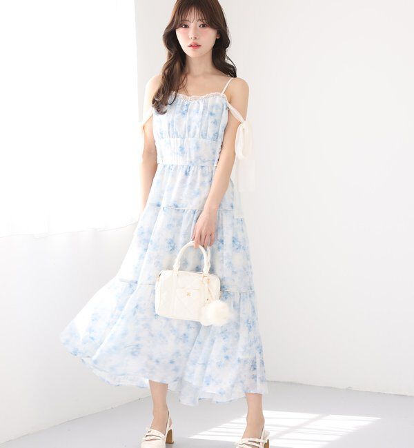  「【SMサイズ展開あり】サイドカットリボンロングキャミワンピ」|ワンピース|