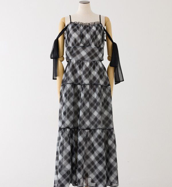  「【SMサイズ展開あり】サイドカットリボンロングキャミワンピ」|ワンピース|