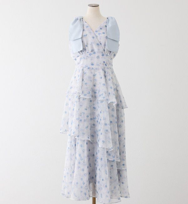  「【LouLoumei】肩リボンティアードロングワンピース」|その他|