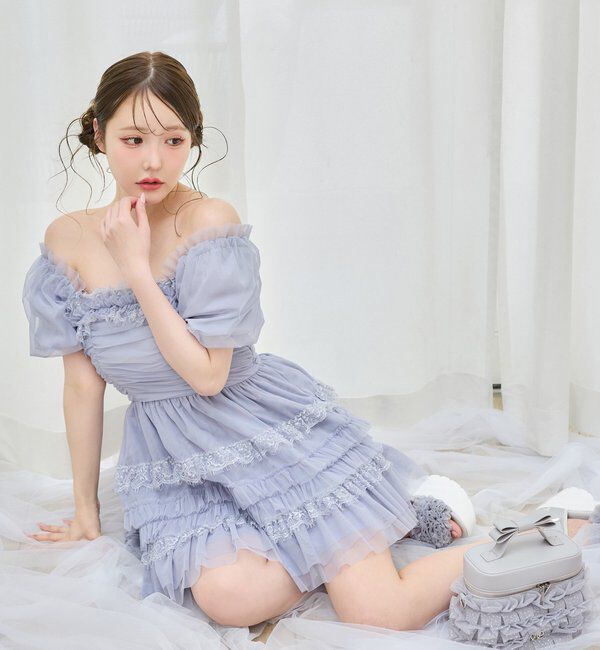  「【Tulle Collection】ティアードミニワンピース」|ワンピース|