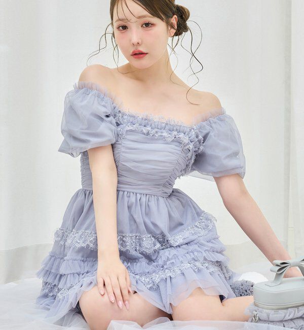  「【Tulle Collection】ティアードミニワンピース」|ワンピース|
