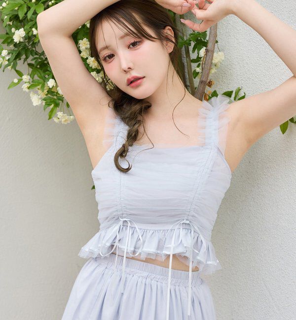  「【Tulle Collection】チュールビスチェ」|シャツ・ブラウス|サックスブルー