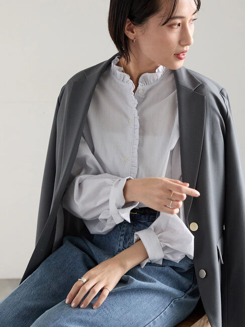 Te chichi「パターンアソートスタンドフリルブラウス」|シャツ・ブラウス|オフホワイト