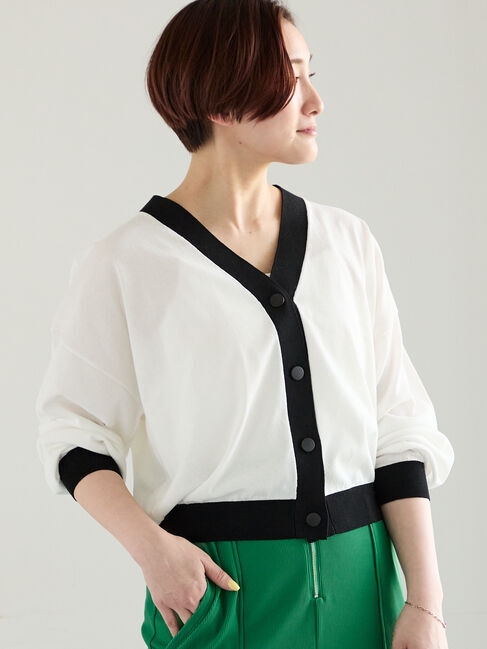 Te chichi「【接触冷感/UVカット/抗菌防臭】14G綿ポリVネックカーディガン」|カーディガン|