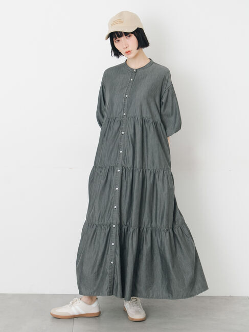 Samansa Mos2「【接触冷感】ライトオンスデニムワンピース」|ワンピース|