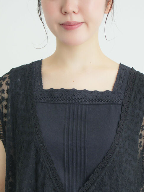 Samansa Mos2「チュール刺繍前後2WAYノースリワンピース」|ワンピース|